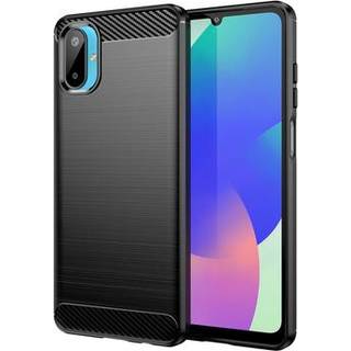 Samsung Galaxy M06/F06 5G Børstet TPU Cover - Karbonfiber - sort