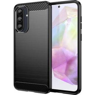 Samsung Galaxy A36/A56 Børstet TPU Cover - Karbonfiber - Sort