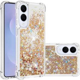 Samsung Galaxy S25 Edge Glitter Quicksand TPU Cover - Guldhjerter