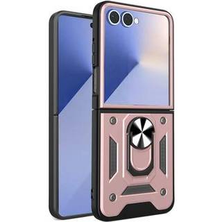 Samsung Galaxy Z Flip7 Roterende Ring Hybrid Cover med Kameraskjold - Rødguld