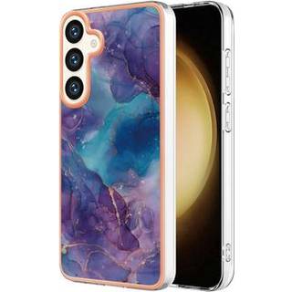 Samsung Galaxy S25 Marmormønster Galvaniseret IMD TPU Cover - Lilla / Blå