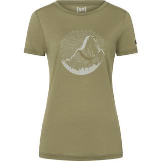super.natural Women's Mountain Mandala Tree Tee Merino-shirt Damer størrelse S farve olivengrøn