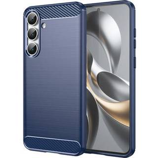 Samsung Galaxy S25 FE Børstet TPU Cover - Karbonfiber - blå