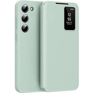 Samsung Galaxy S22+ 5G Smart Clear View Flip etui med kortplads - Lysegrøn