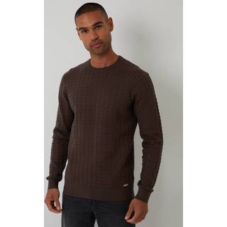 Threadbare Threadbare Brown Cable Knit Crew Neck Jumper