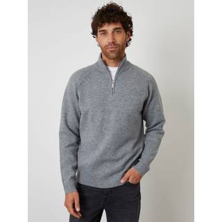 Threadbare Threadbare Grey Raglan Rib Quarter Zip Knitted Jumper