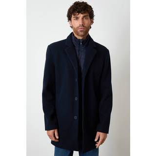 Threadbare Threadbare Navy Faux Wool Mock Layer Longline Trench Coat