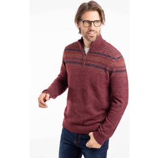 Weird Fish Weird Fish Red Larner Quarter Zip Fairisle Pattern Jumper