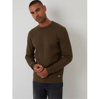 Threadbare Threadbare Green Cable Knit Crew Neck Jumper