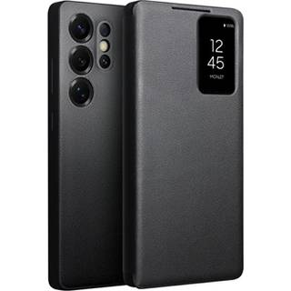 Samsung Galaxy S25 Ultra Qialino Smart View Flip Lædercover - Sort