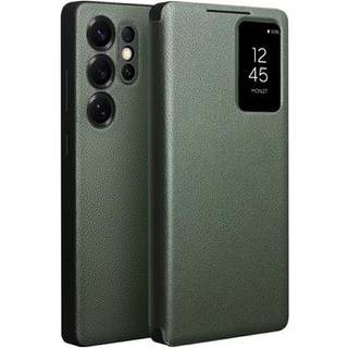Samsung Galaxy S25 Ultra Qialino Smart View Flip Lædercover - Grøn