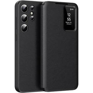 Samsung Galaxy S24 Ultra Smart Clear View Flip etui med kortplads - Sort