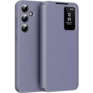 Samsung Galaxy S24+ Smart Clear View Flip etui med kortplads - grå-lilla