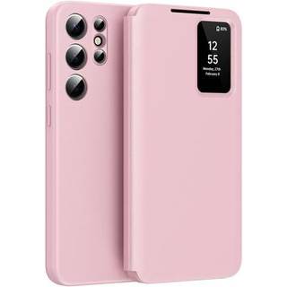 Samsung Galaxy S24 Ultra Smart Clear View Flip etui med kortplads - Pink