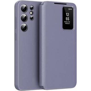 Samsung Galaxy S24 Ultra Smart Clear View Flip etui med kortplads - grå-lilla