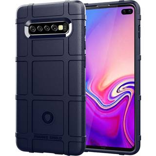 Samsung Galaxy S10 Plus anti-chok gittertekstur etui - Mørkeblå