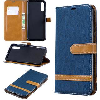 Samsung Galaxy A70 tofarvet jeans lædercover - mørkeblå