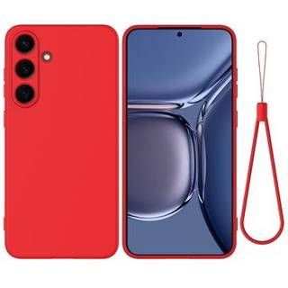 Samsung Galaxy S25 FE Flydende silikone cover med håndrem - rød