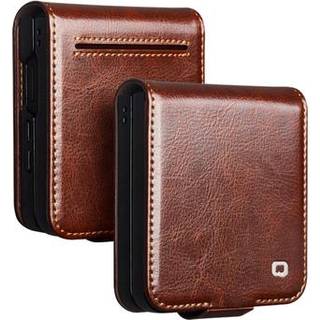 Samsung Galaxy Z Flip7 Qialino Classic Læderpung - Mørkebrun