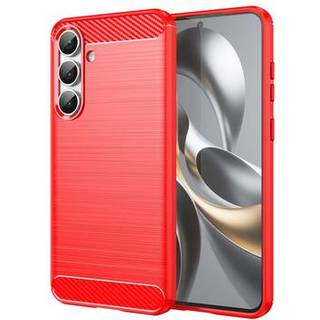 Samsung Galaxy S25 FE Børstet TPU Cover - Karbonfiber - rød