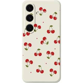 Samsung Galaxy S25 FE TPU-cover med kirsebærmønster - Beige