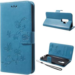 Samsung Galaxy S9 Plus stemplet Træ ugle beskyttende PU læder flip etui - blå