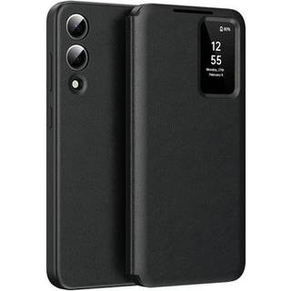 Samsung Galaxy S25 Edge Smart Clear View Flip etui med kortplads - Sort