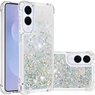 Samsung Galaxy S25 Edge Glitter Quicksand TPU Cover - Sølv hjerter