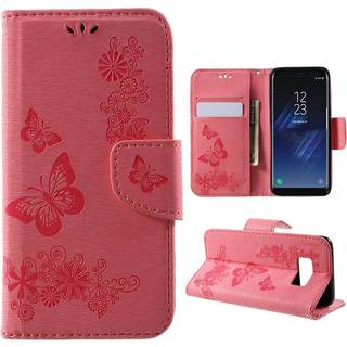 Samsung Galaxy S8 beskyttende læder-etui med print - Lyserød