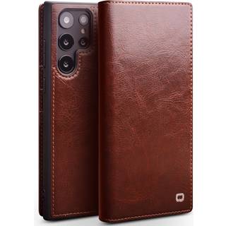 Samsung Galaxy S23 Ultra 5G - QIALINO Classic ægte læder cover / pung - Brun