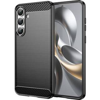 Samsung Galaxy S25 FE Børstet TPU Cover - Karbonfiber - Sort