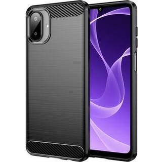 Samsung Galaxy A07 4G Børstet TPU Cover - Karbonfiber - Sort