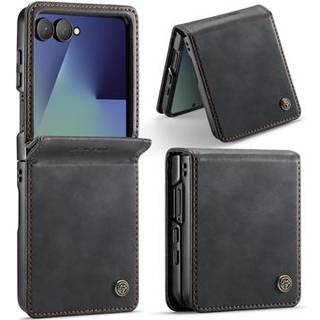 Samsung Galaxy Z Flip7 Caseme 033 Pung Etui med Kalvemønster og RFID-blokering - Sort