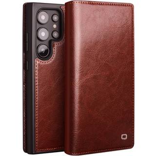 Samsung Galaxy S25 Ultra - QIALINO Classic ægte læder cover / pung - Brun