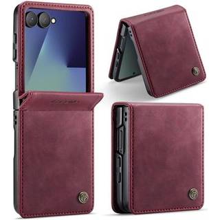 Samsung Galaxy Z Flip7 Caseme 033 Pung Etui med Kalvemønster og RFID-blokering - Rød