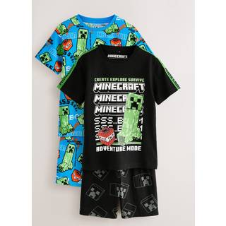 Next Green/Black License Minecraft Short Pyjamas 2 Pack (5-14yrs)