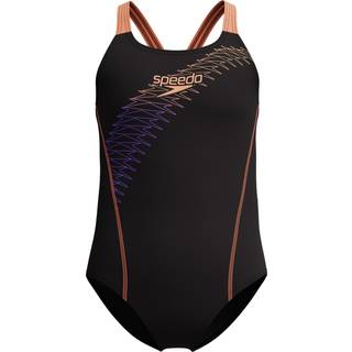 Girls Medley Logo Medalist Swimsuit Black/Peach