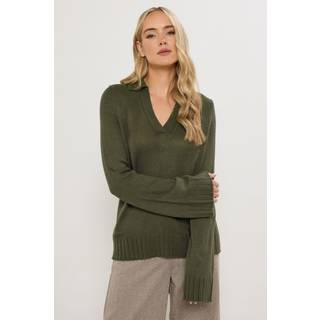 Lts Tall Khaki Green Knitted Collared Jumper Size 22-24
