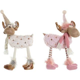 Julepynt DKD Home Decor Hvid Pink Rensdyr 12 x 20 x 40 cm (2 enheder)