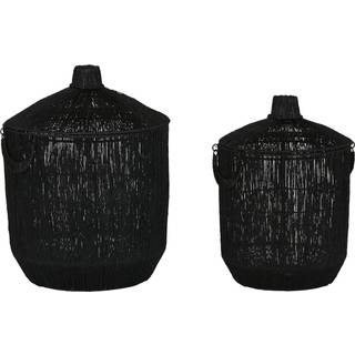 Kurvesæt Home ESPRIT Sort Jute Metal (2 Dele)