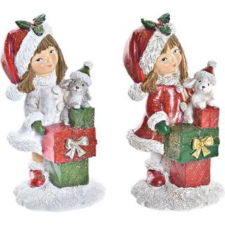 Julepynt DKD Home Decor Harpiks Piger (6,5 x 6,5 x 12 cm) (2 enheder)