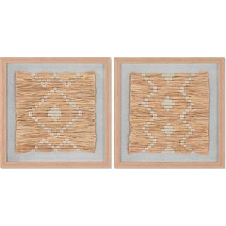 Maleri Home ESPRIT Raffiabast Krystal 40 x 3 x 40 cm