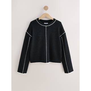 Next Charcoal Tipped 100% Lambswool N. Premium Crew Neck Jumper