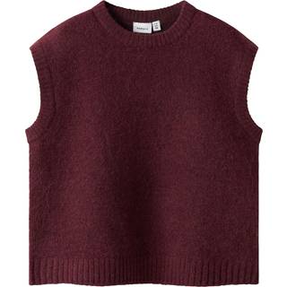 Name It Strikvest Burgundy Med Ribkant - Str. 11-12y 146/152cm