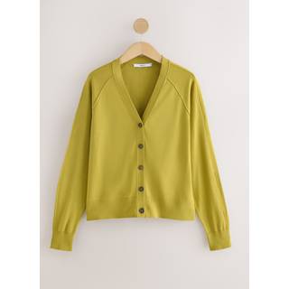 Next Citrine Yellow Soft Touch V-Neck Cotton Rich Button Up Cardigan