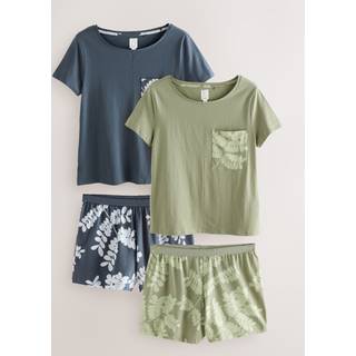Next Blue/Sage Green Floral 100% cotton Short Set Pyjamas 2 Pack
