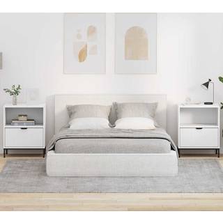 Sengeborde 2 pcs Hvid 49 x 36 x 61 cm Konstrueret træ
