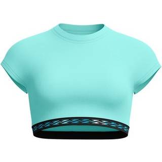 Women's FLU3NTE Logo Elastic Crop Top Turquoise - Blue