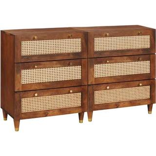 Skænk Sæt 2 Dele Brun 60 X 33.5 X 75 Cm Massivt Mangotræ