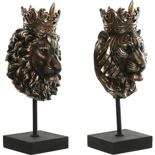 Dekorativ figur Home ESPRIT Mørkebrun Løve Krone 21 x 18 x 44 cm (2 enheder)